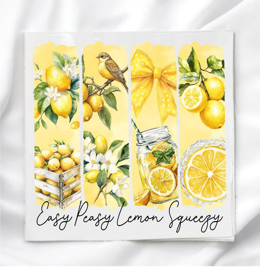 Brushstroke Lemons Fabric Panel Quilt Block