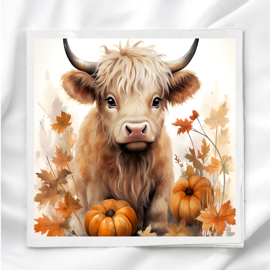 Fall Cow Fabric Panel Quilt Block