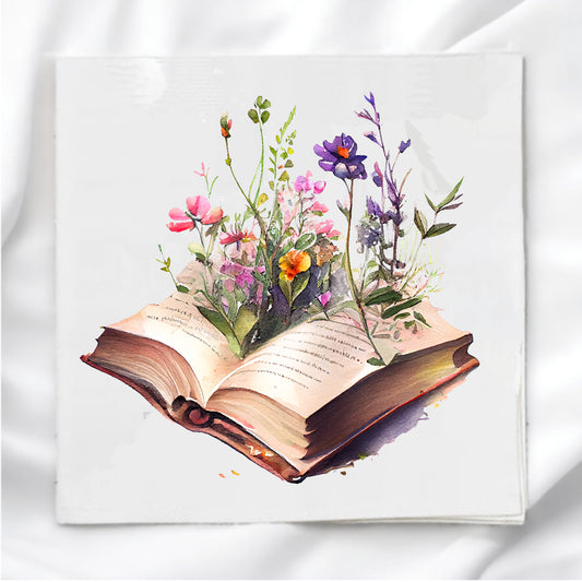 Floral Book Fabric Panel Quilt Block