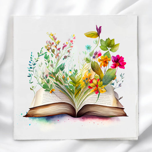 Floral Book Fabric Panel Quilt Block