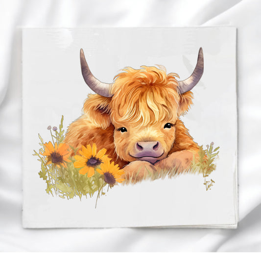 Highland Cow Fabric Panel Quilt Block