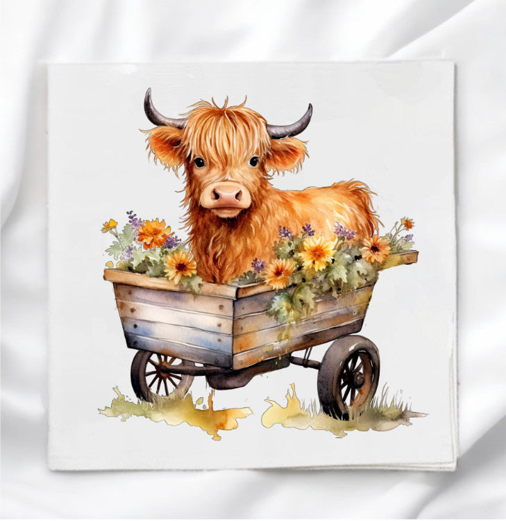 Highland Cow Fabric Panel Quilt Block