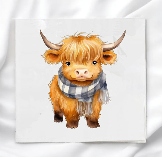 Cow with Scarf Fabric Panel Quilt Block