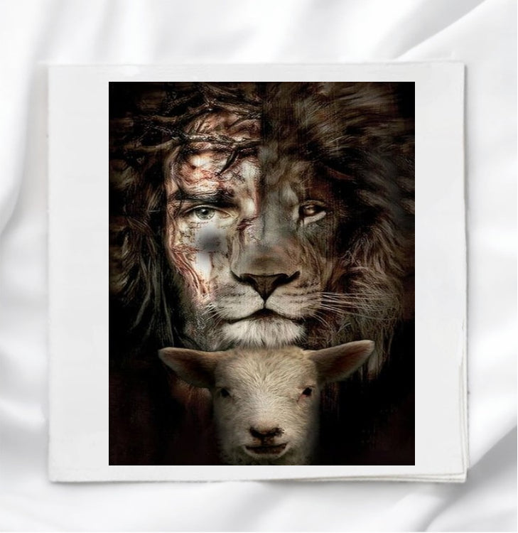 Lion & Lamb of Judah Fabric Panel Quilt Block