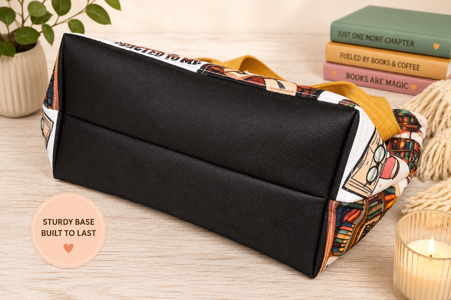 Book Theme Quilted Tote Bag