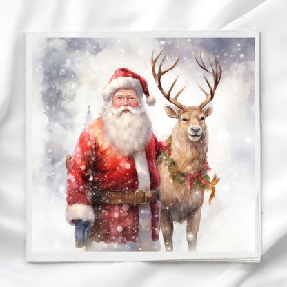 Santa & Reindeer Fabric Panel Quilt Block