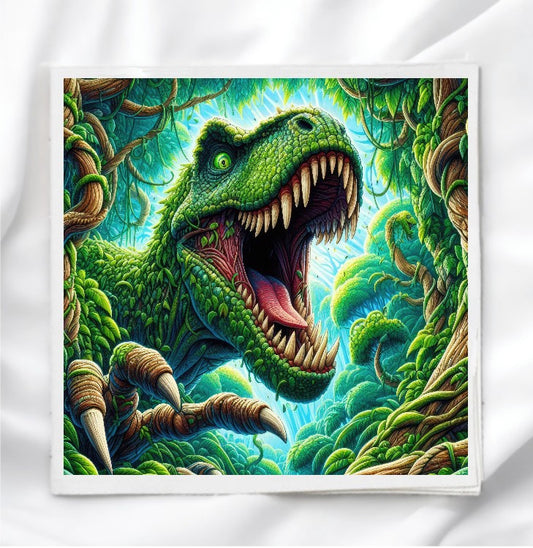 T-Rex Dinosaur Fabric Panel Quilt Block