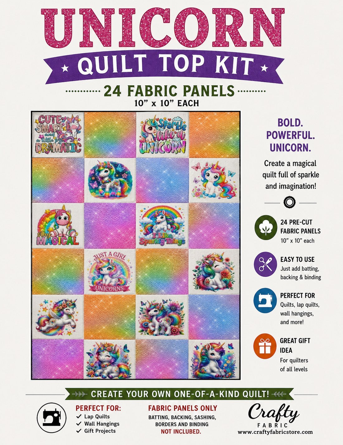 Unicorn Quilt Top Kit | DIY Quilt Top Kit for Beginners | Sew A Quilt