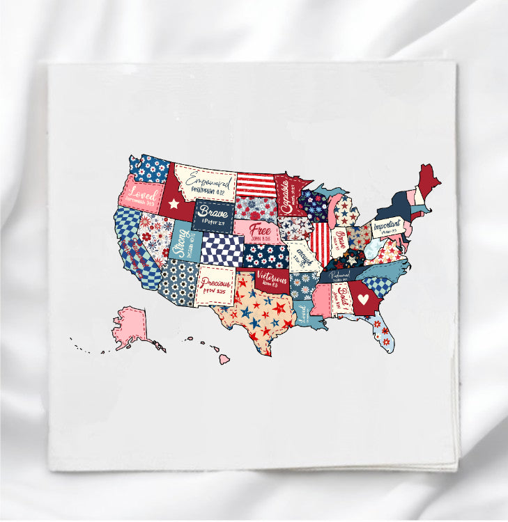 USA Map Fabric Panel Quilt Block