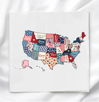 USA Map Fabric Panel Quilt Block