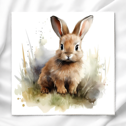 Woodland Rabbit Fabric Panel Quilt Block