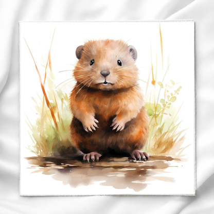 Woodland Beaver Fabric Panel Quilt Block
