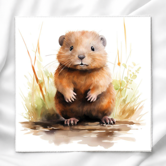 Woodland Beaver Fabric Panel Quilt Block