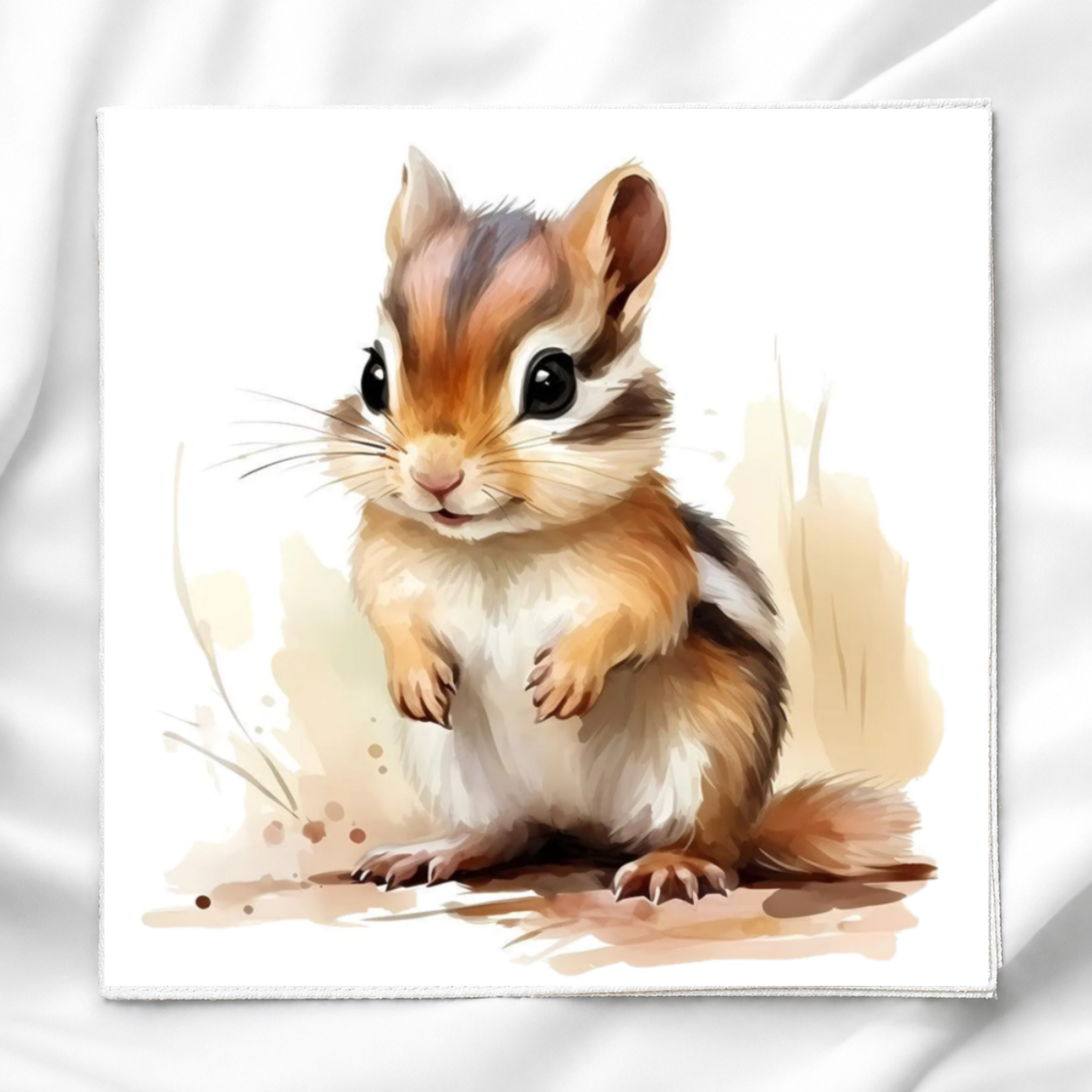 Woodland Chipmunk Fabric Panel Quilt Block