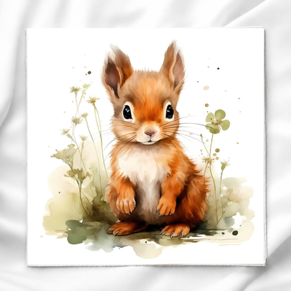 Woodland Squirrel Fabric Panel Quilt Block