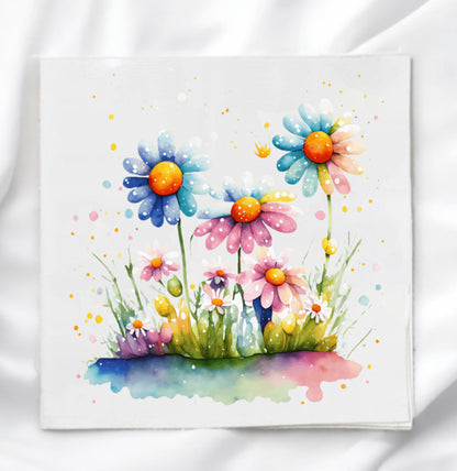 Watercolor Flowers Fabric Panel Quilt Block