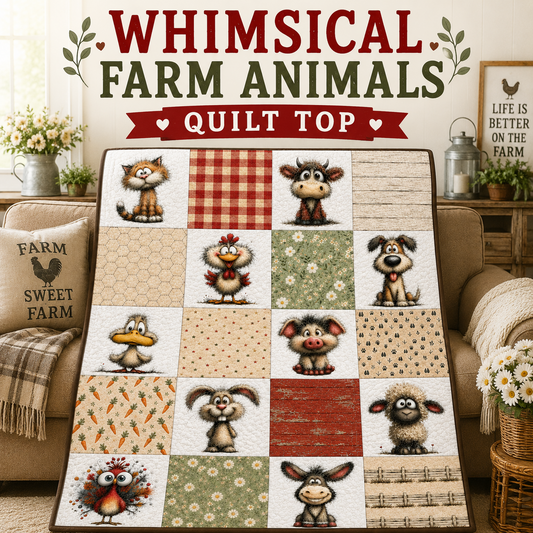 Whimsical Farm Animals DIY Quilt Top Kit for Beginners | Sew A Quilt
