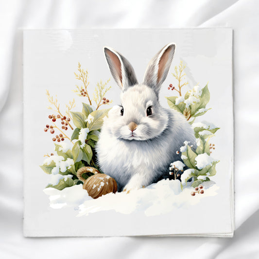 Winter Bunny Rabbit Fabric Panel Quilt Block
